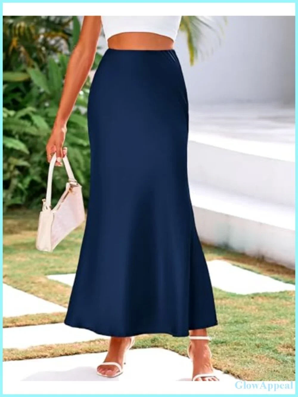 High Waist Mermaid Satin Maxi Skirt Women Business Casual